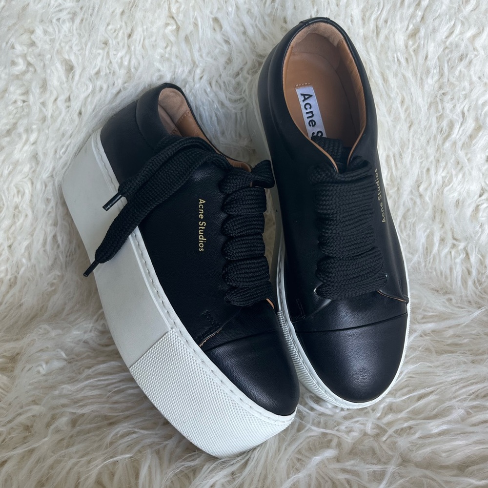 Acne Studios platform black leather shoes